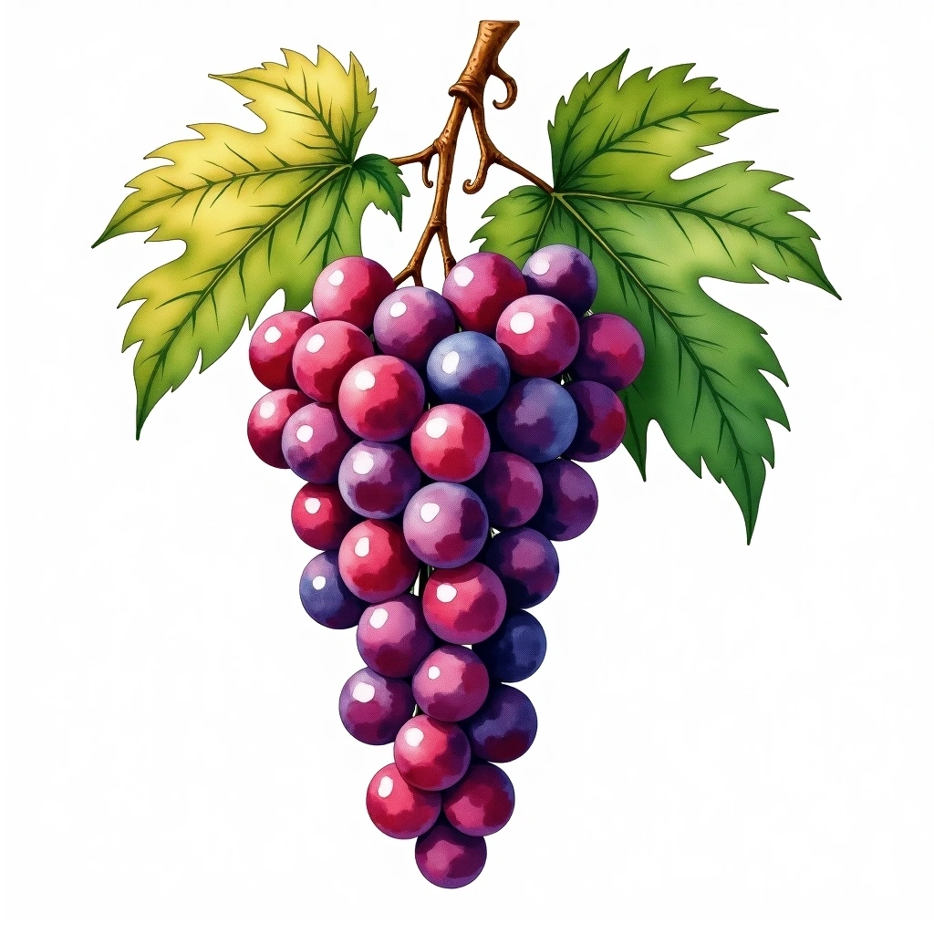 Gamaret grape variety — Red watercolor illustration