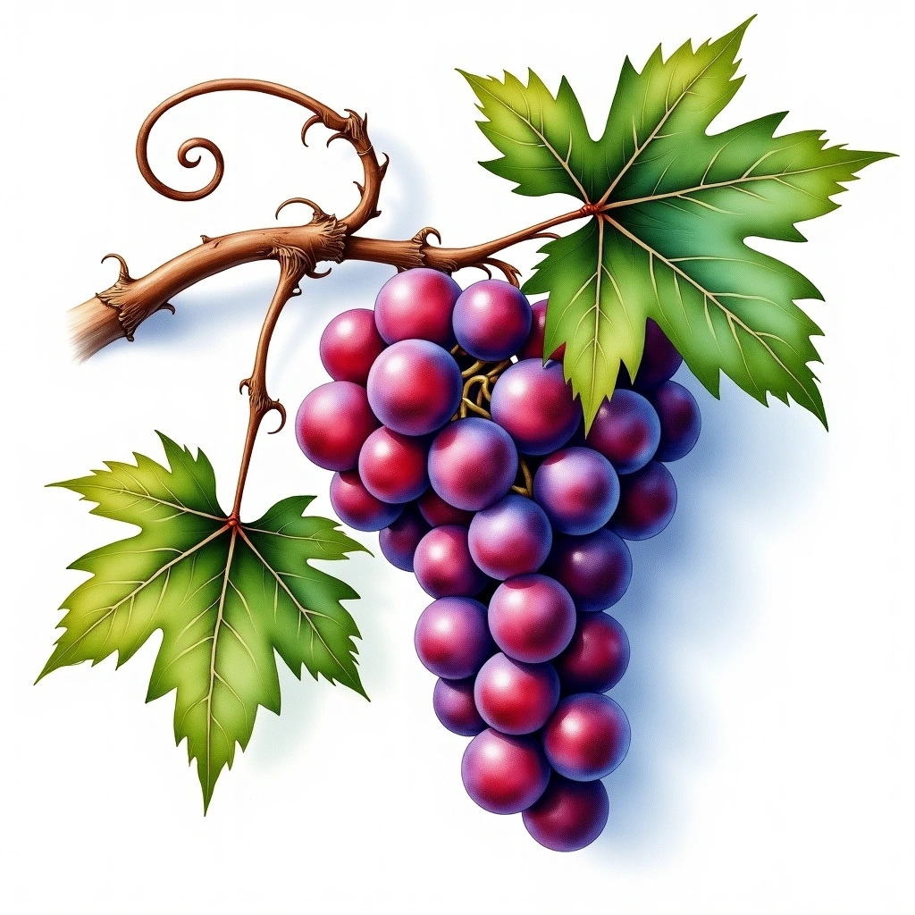 Gamba di Pernice grape variety — Red watercolor illustration