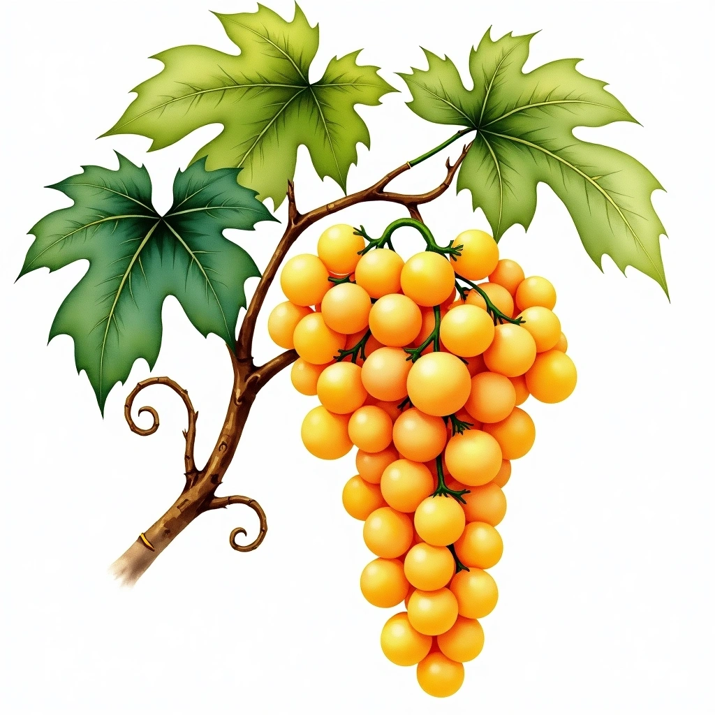 Garganega grape variety — White watercolor illustration