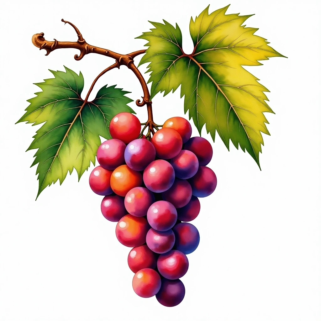 Garnacha grape variety — Red watercolor illustration