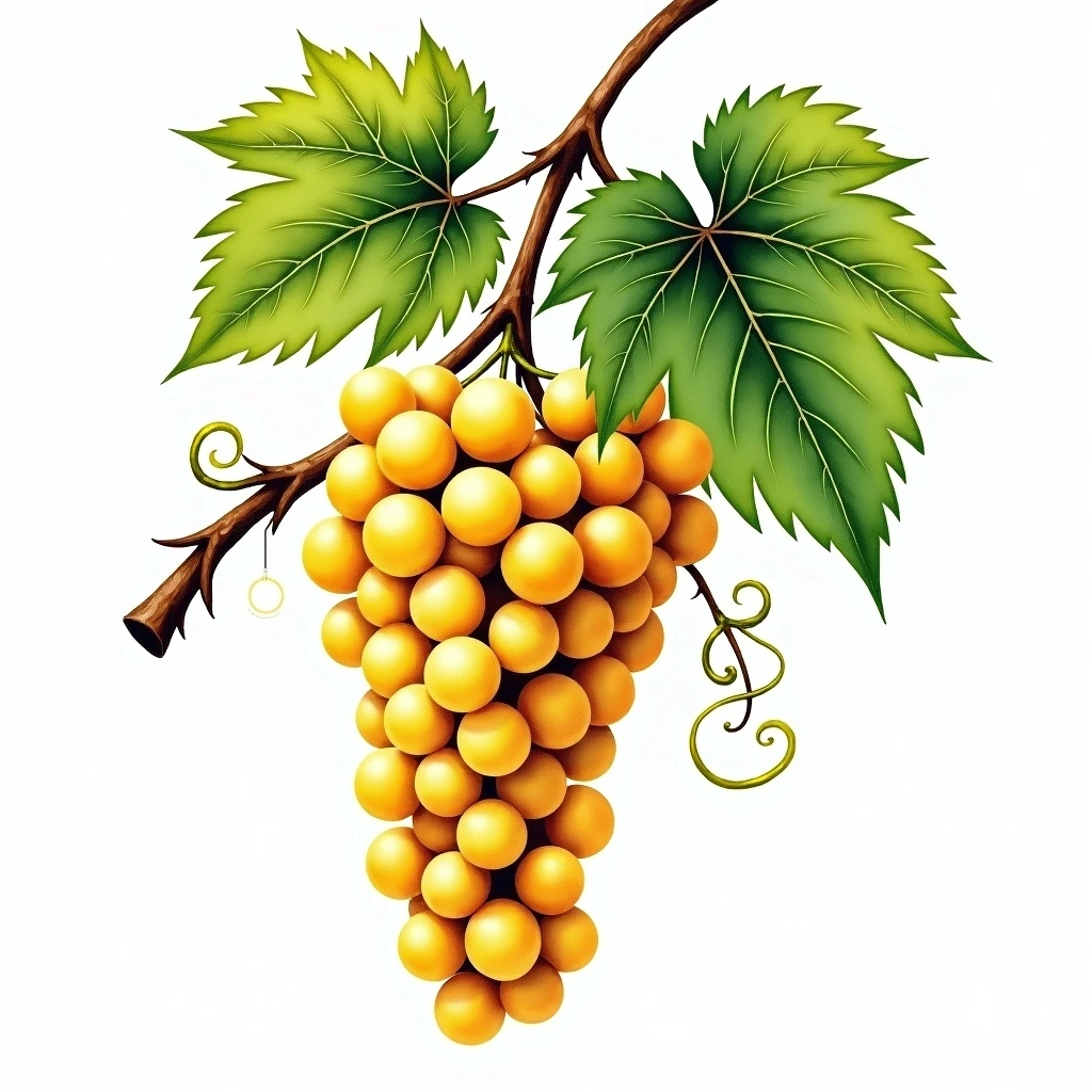 Garnacha Roja grape variety — White watercolor illustration