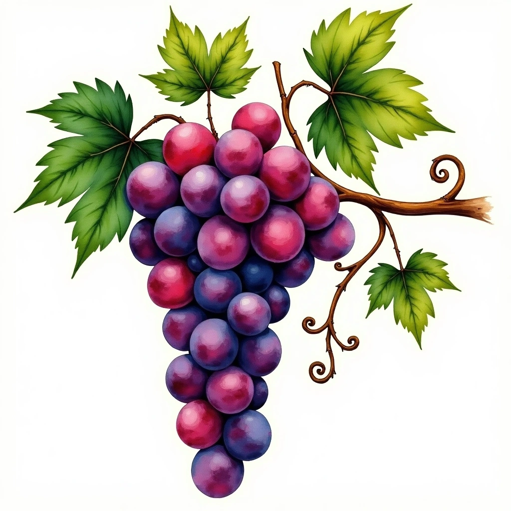 Garnacha Tinta grape variety — Red watercolor illustration
