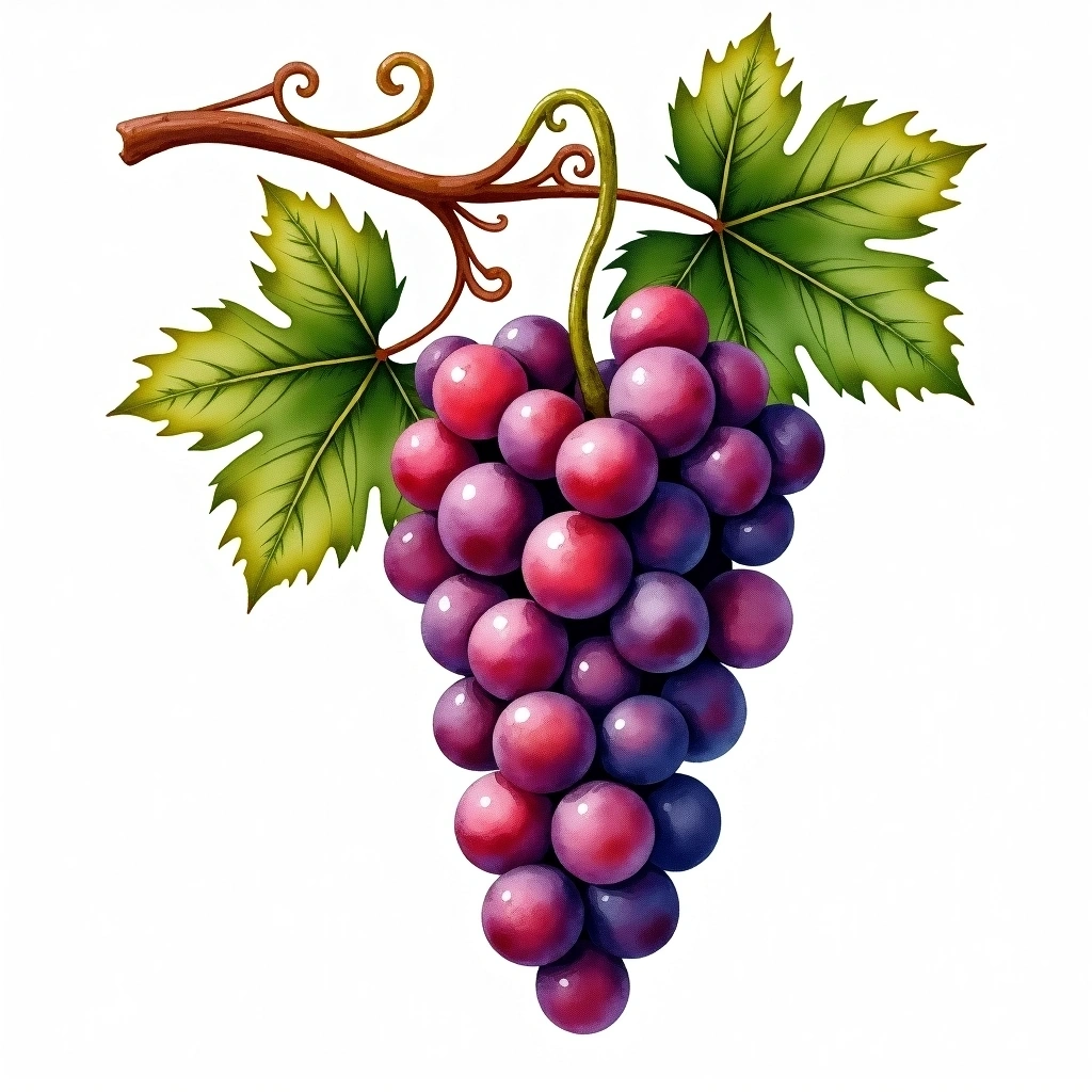 Garnacha Tintorera grape variety — Red watercolor illustration