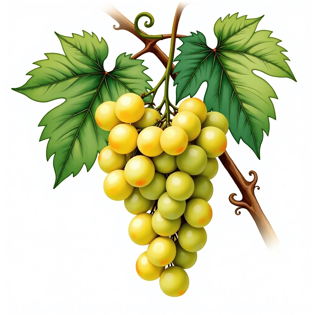 Gelber Muskateller grape variety — White watercolor illustration