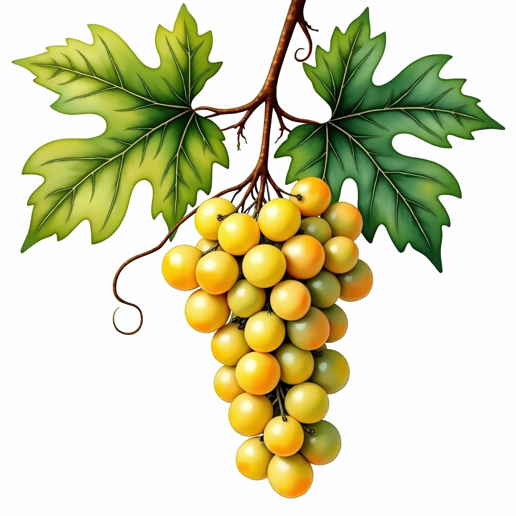 Gigiac grape variety — White watercolor illustration