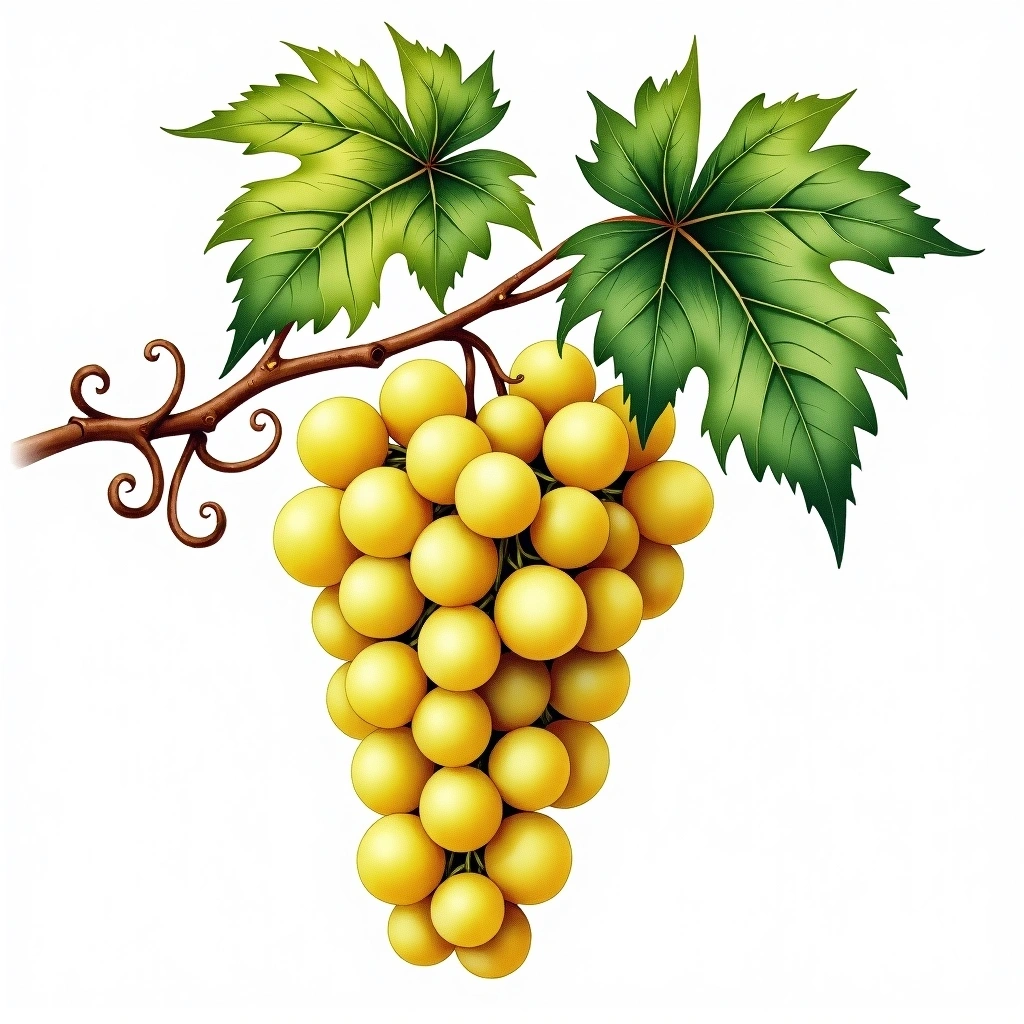 Ginestra grape variety — White watercolor illustration
