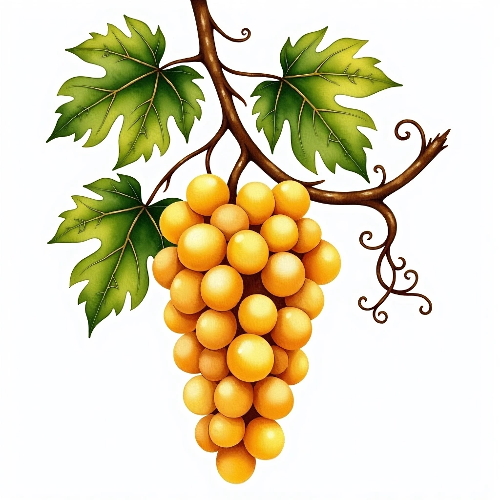 Godello grape variety — White watercolor illustration