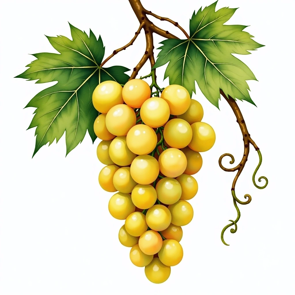 Goldburger grape variety — White watercolor illustration