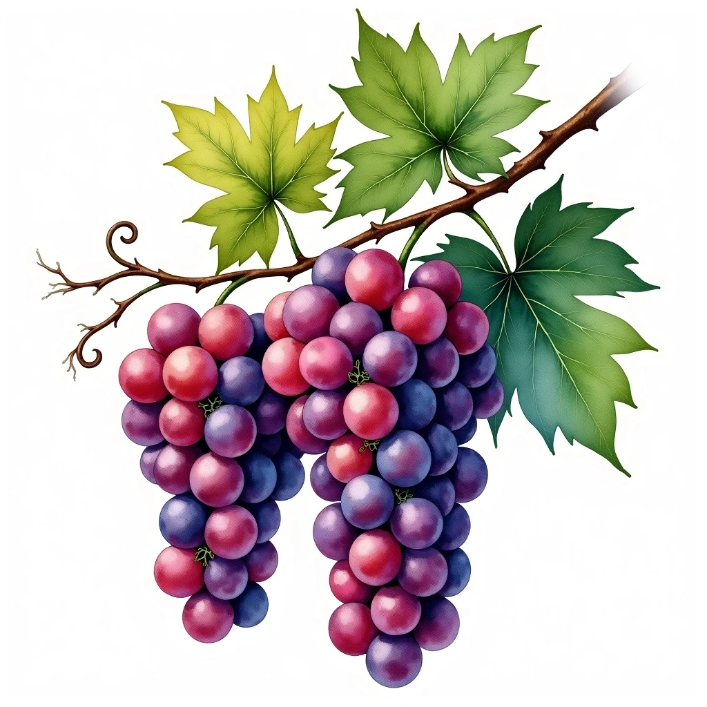 Golubok grape variety — Red watercolor illustration