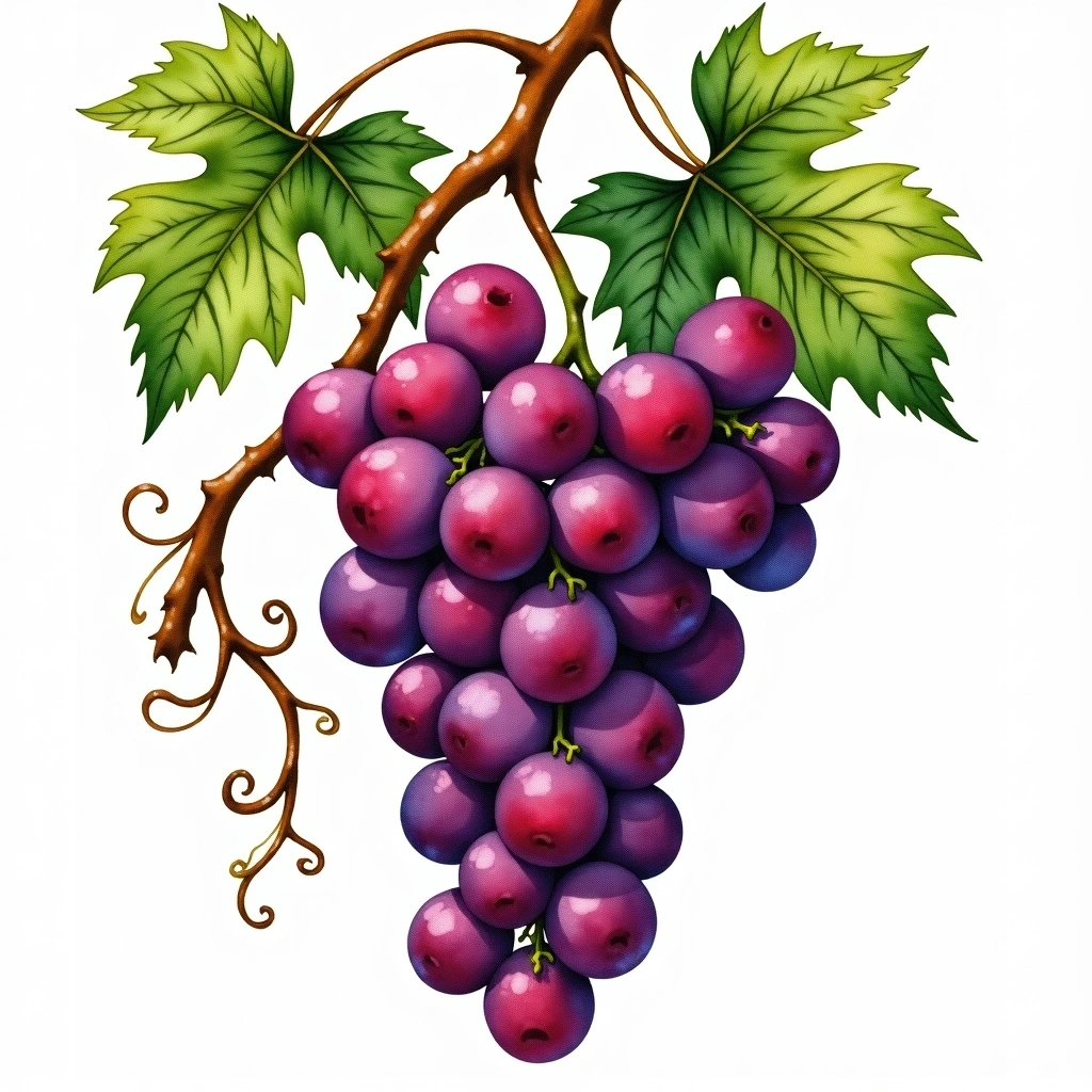 Gorgollasa grape variety — Red watercolor illustration