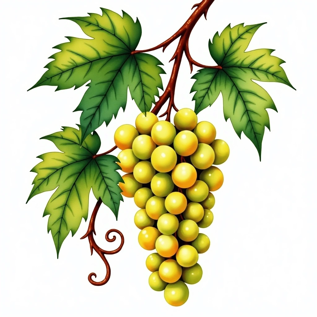 Grauburgunder grape variety — White watercolor illustration