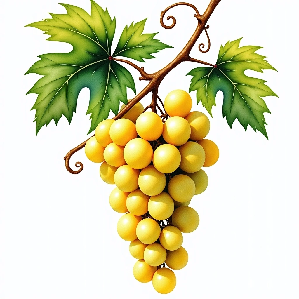 Grecanico grape variety — White watercolor illustration