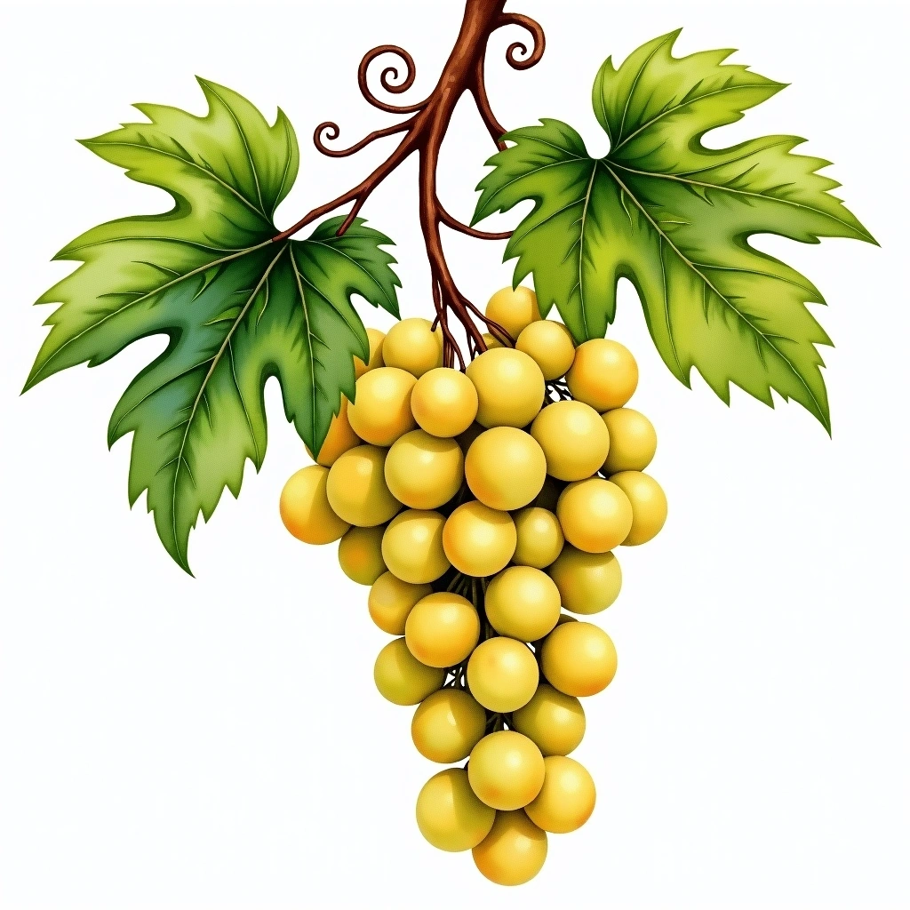 Grenache Gris grape variety — White watercolor illustration