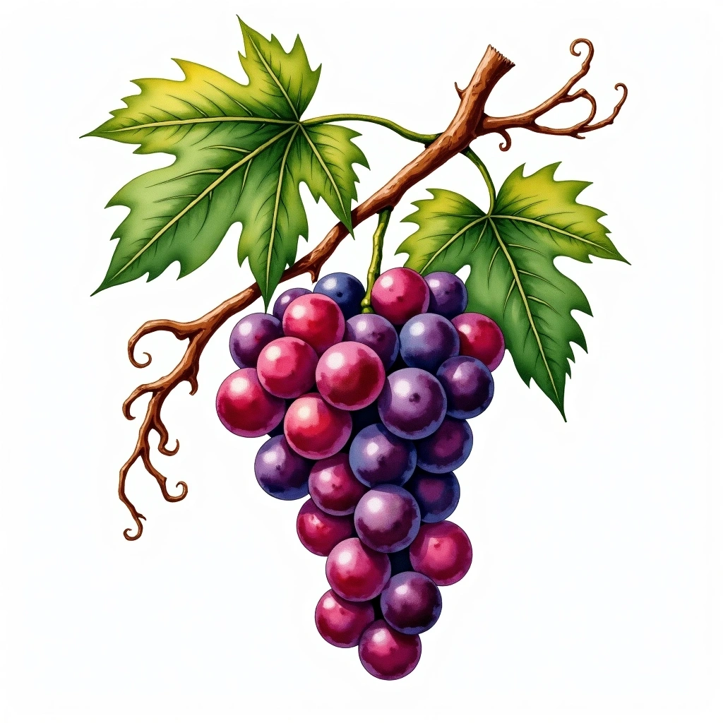 Grignolino grape variety — Red watercolor illustration