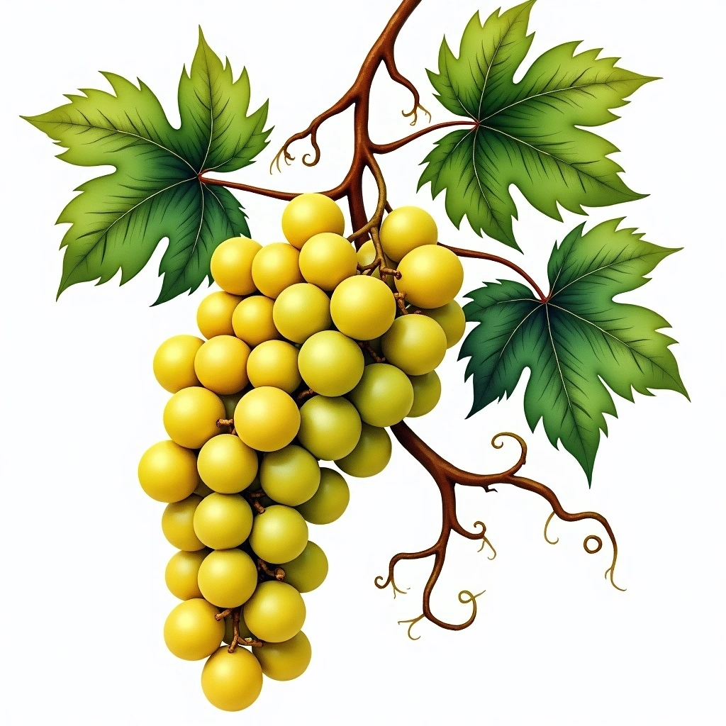 Grillo grape variety — White watercolor illustration