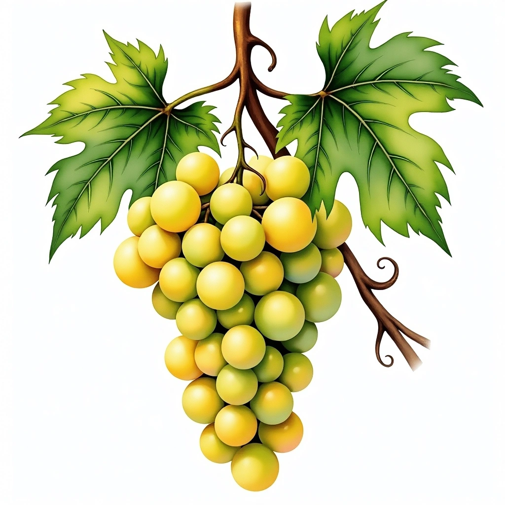 Gutedel grape variety — White watercolor illustration