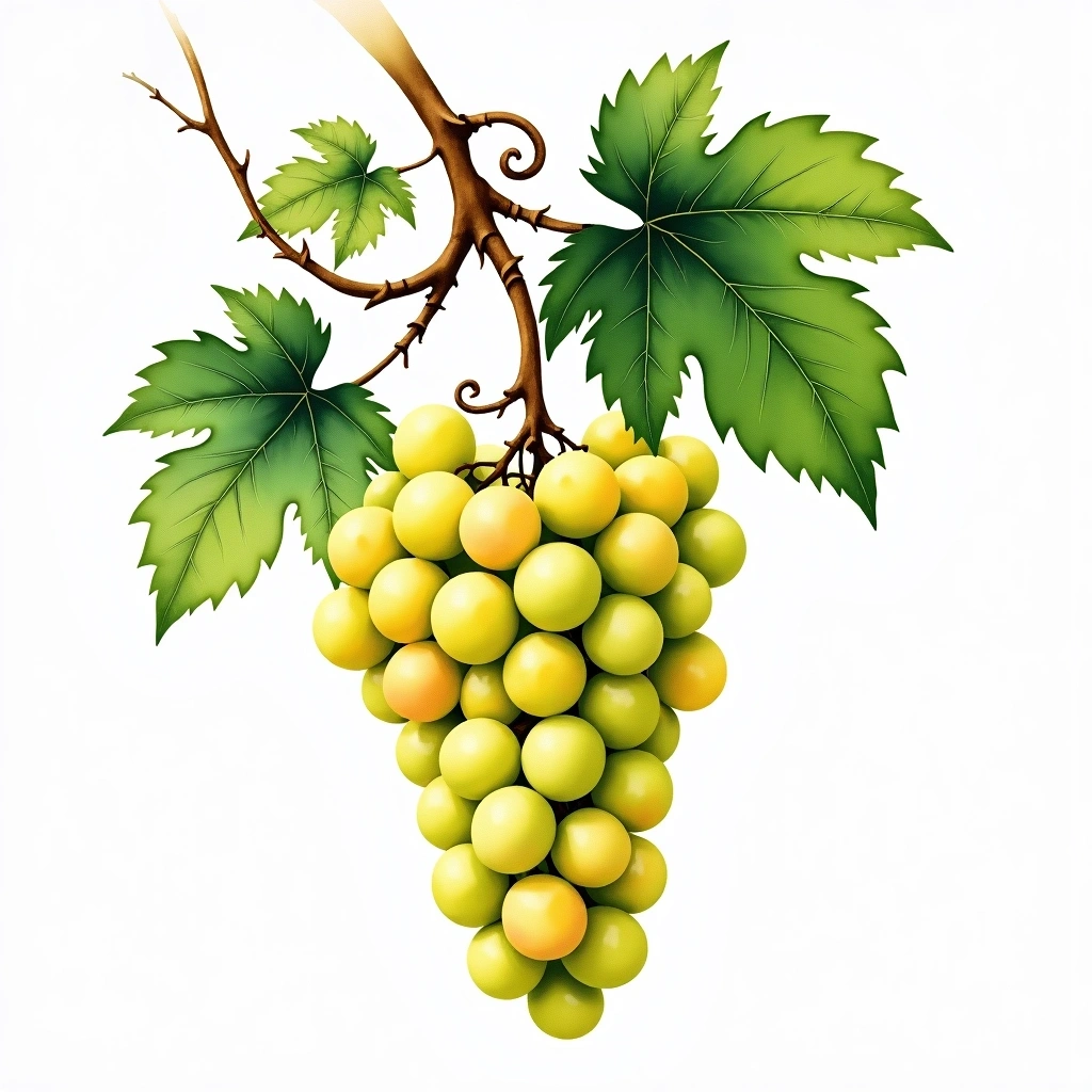 Hanepoot grape variety — White watercolor illustration