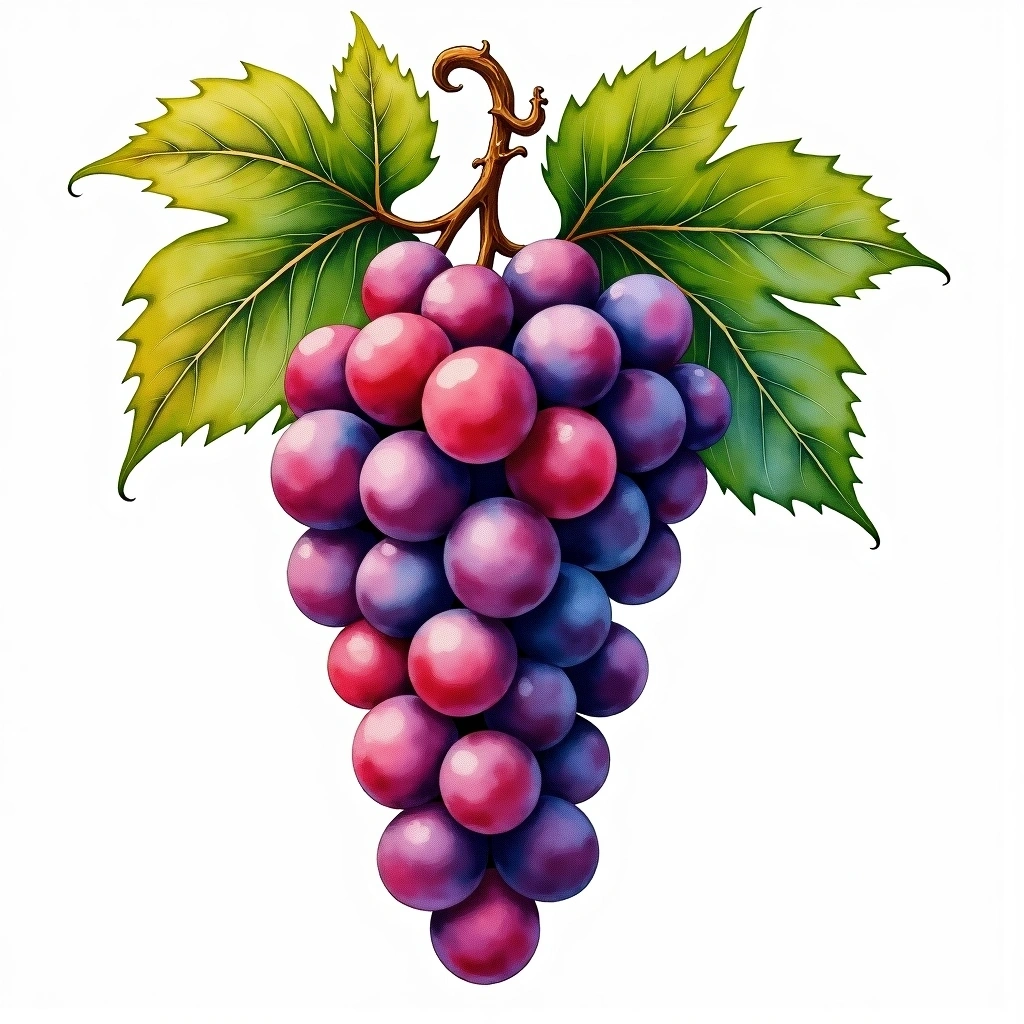 Helios grape variety — Red watercolor illustration