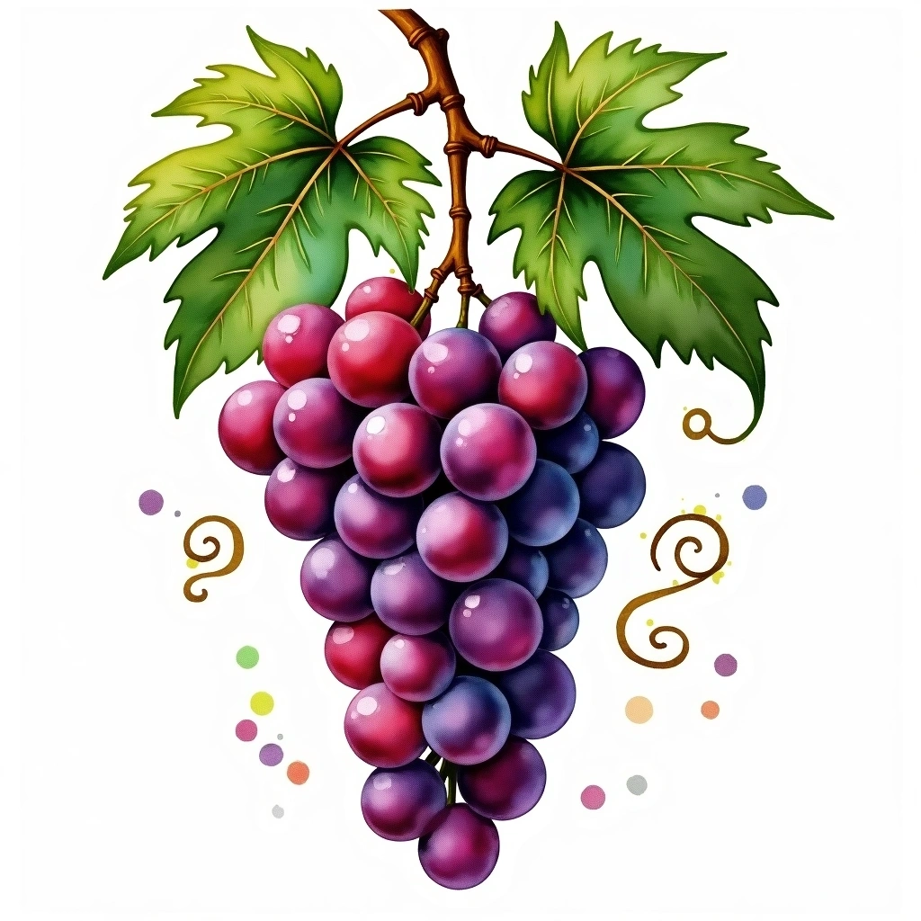 Humagne Rouge grape variety — Red watercolor illustration