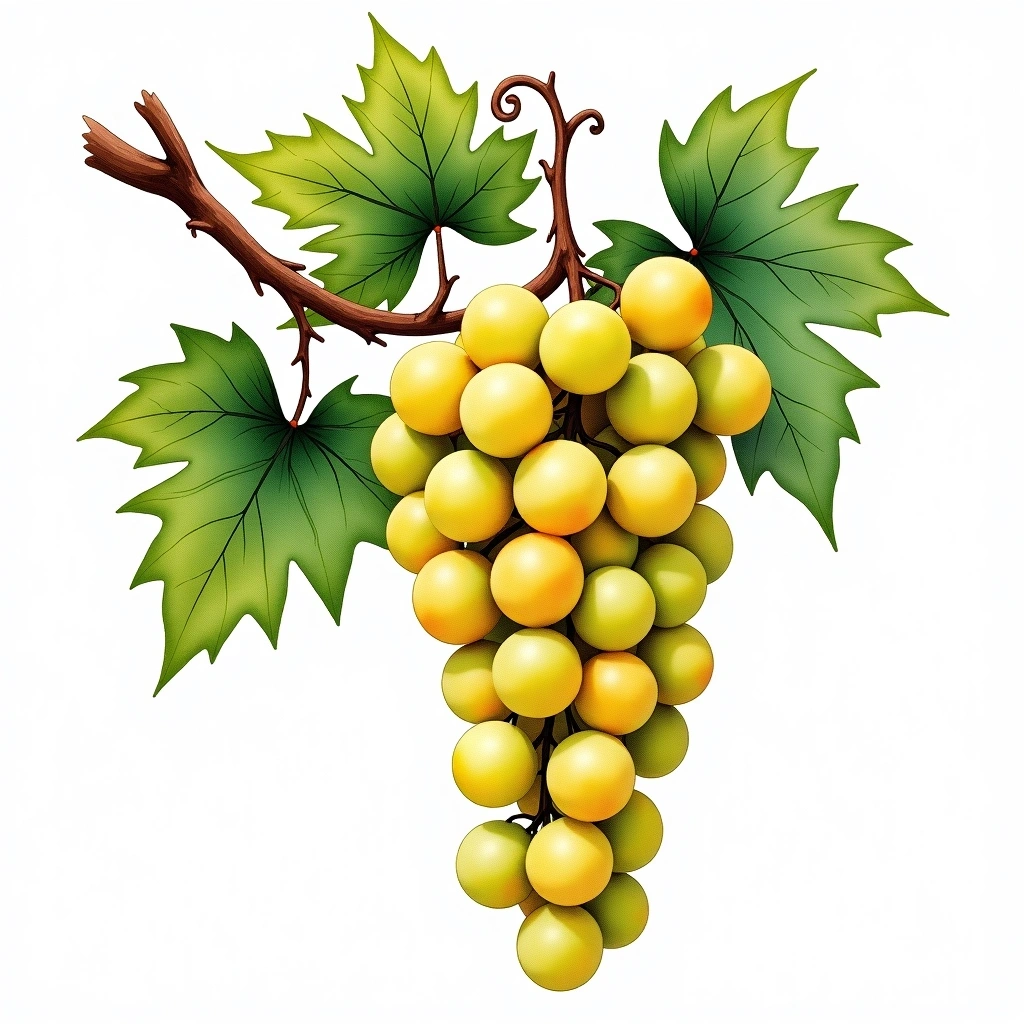 Incrocio Manzoni grape variety — White watercolor illustration