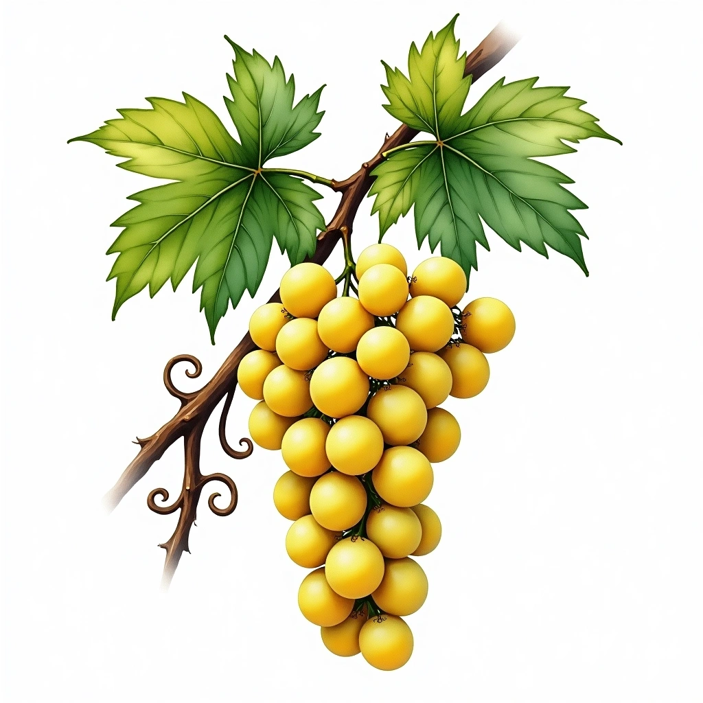 Inzolia grape variety — White watercolor illustration