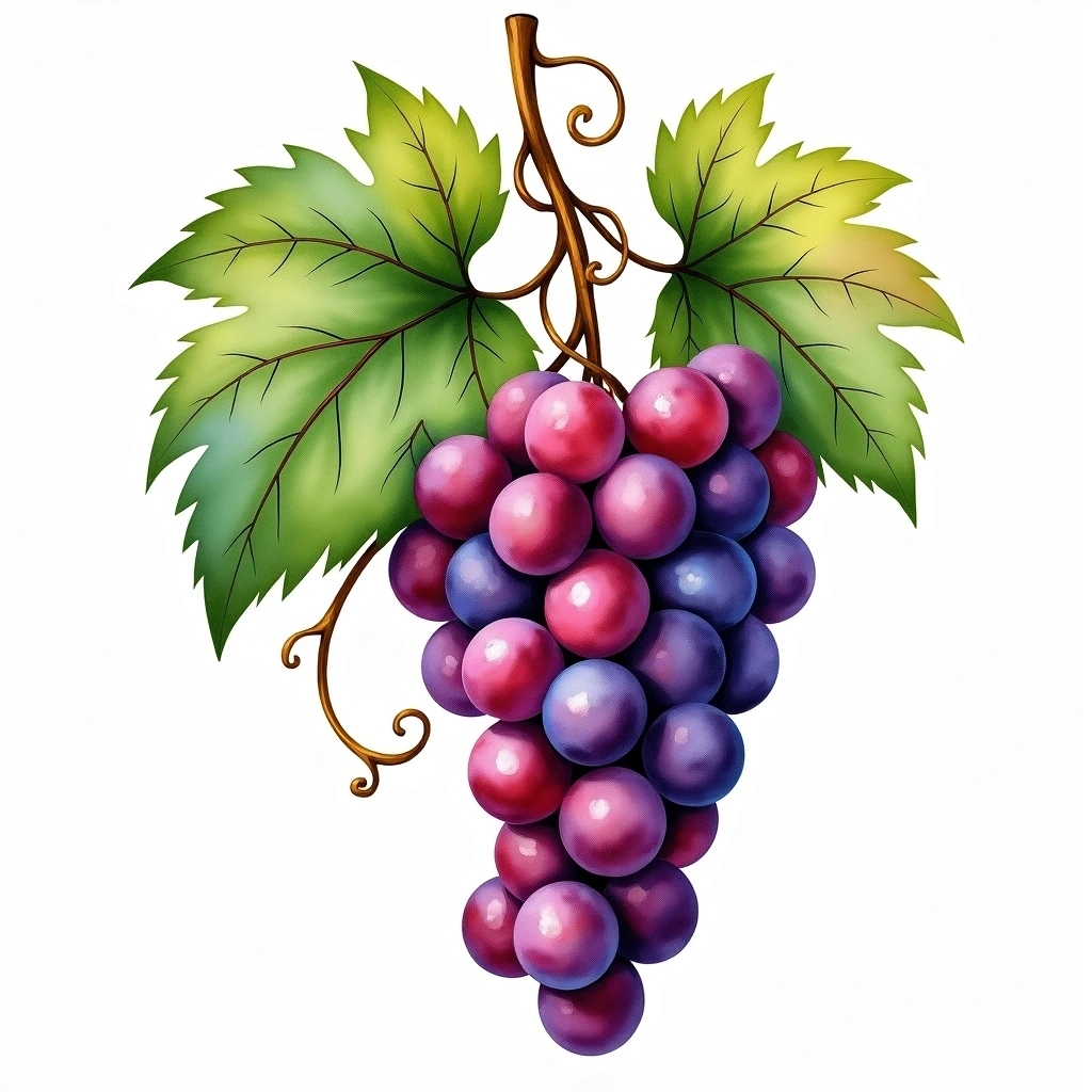 Isabella grape variety — Red watercolor illustration
