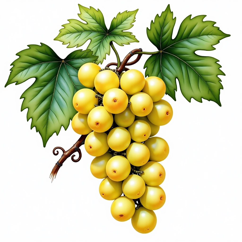 Jacquère grape variety — White watercolor illustration