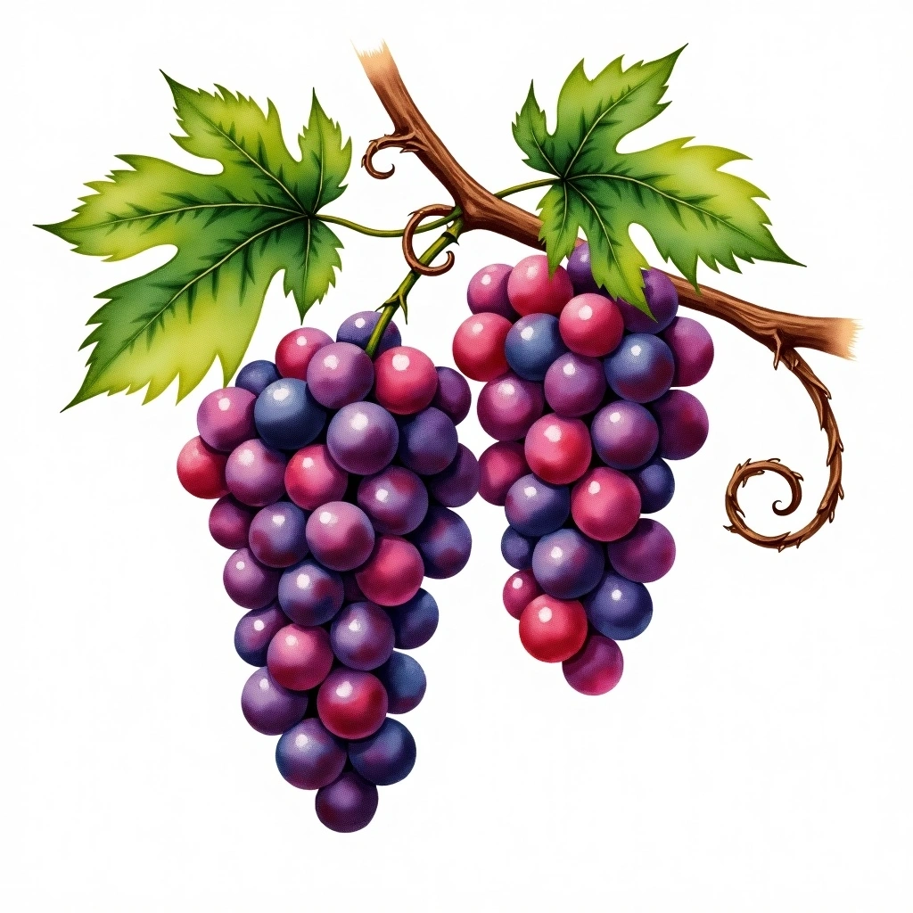 Jaen grape variety — Red watercolor illustration