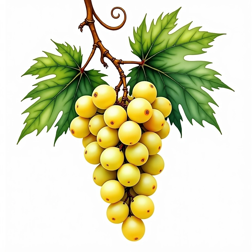 Jampal grape variety — White watercolor illustration