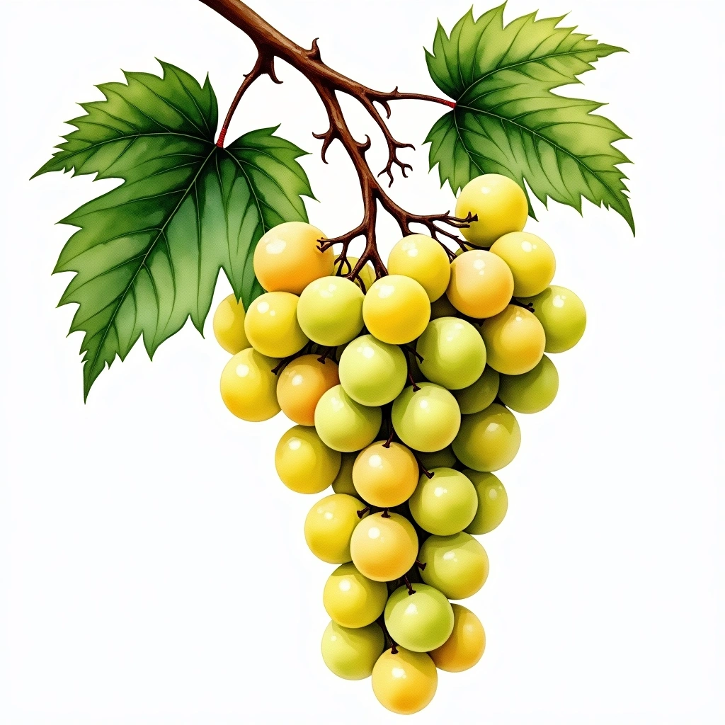 Johannisberg grape variety — White watercolor illustration