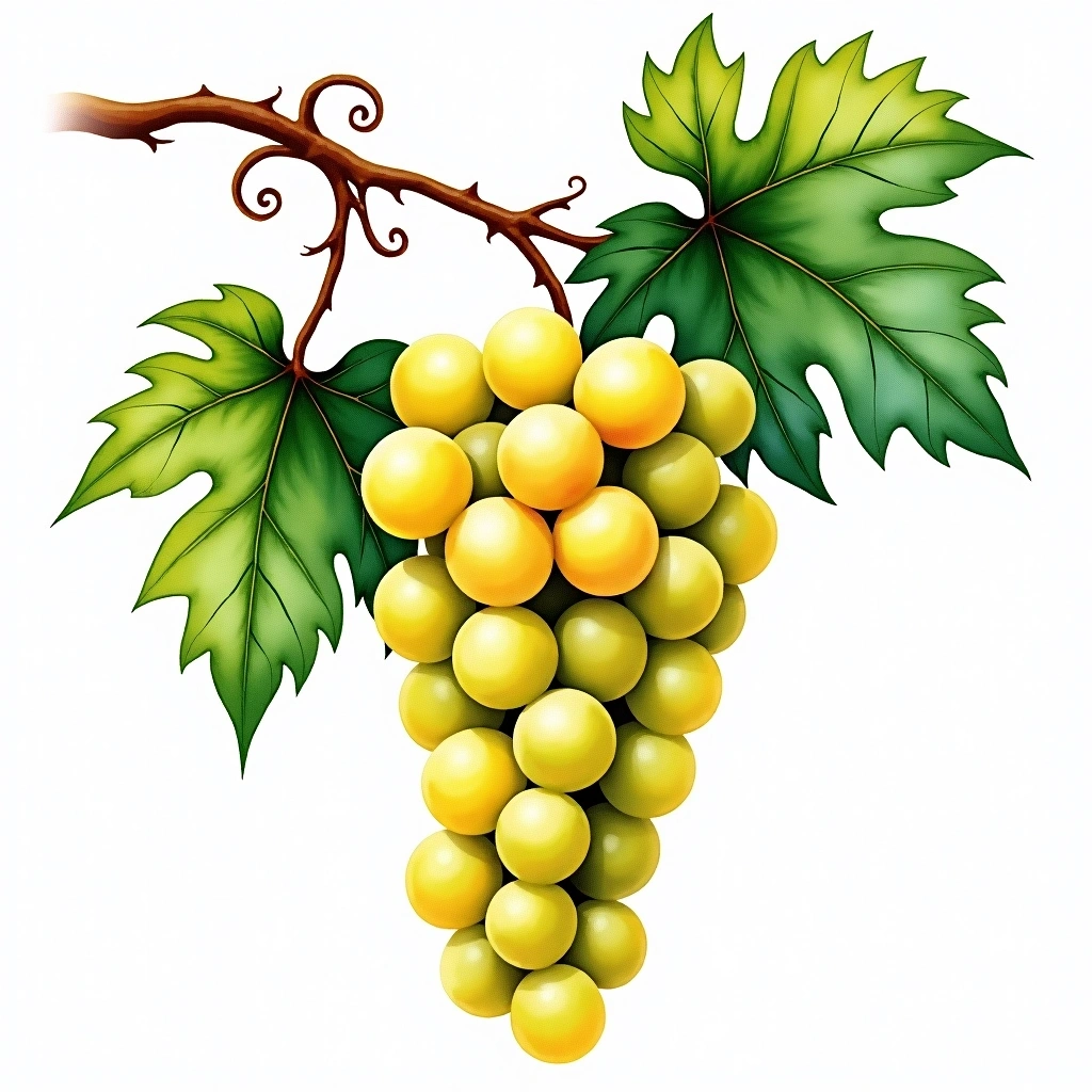 Johanniter grape variety — White watercolor illustration