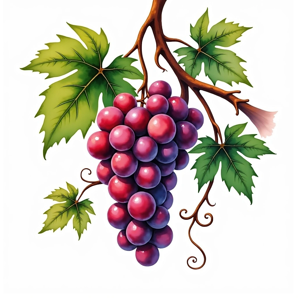 Kadarka grape variety — Red watercolor illustration