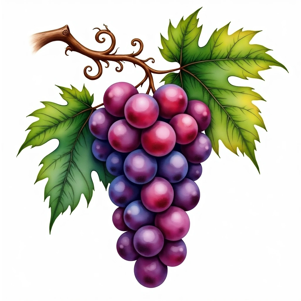 Kakhet grape variety — Red watercolor illustration
