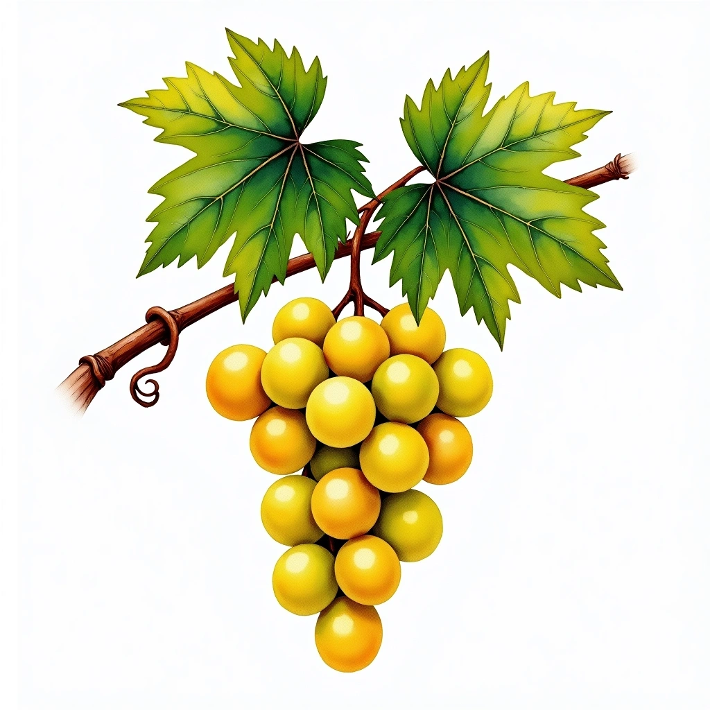 Kangun grape variety — White watercolor illustration