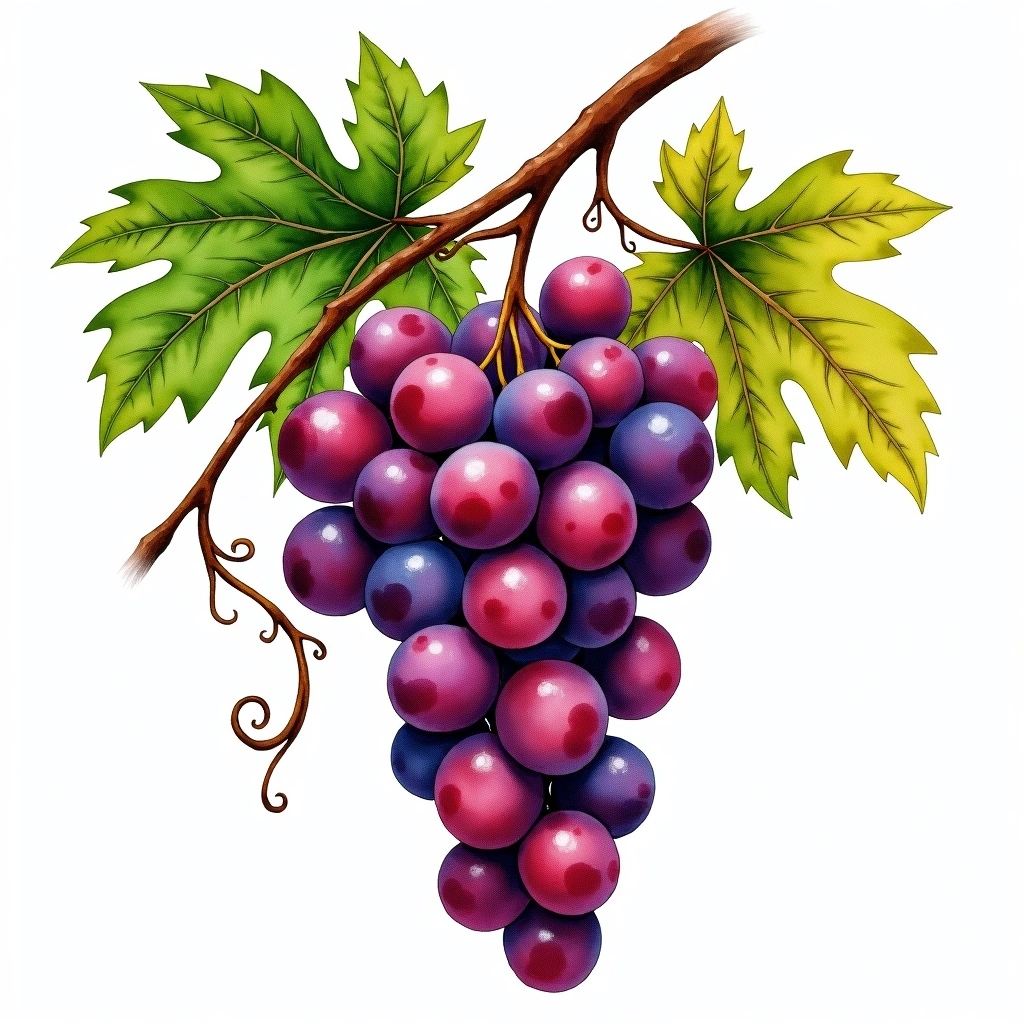 Karasakiz grape variety — Red watercolor illustration