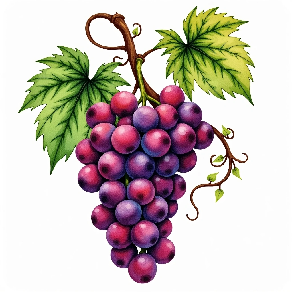 Karmahyut grape variety — Red watercolor illustration