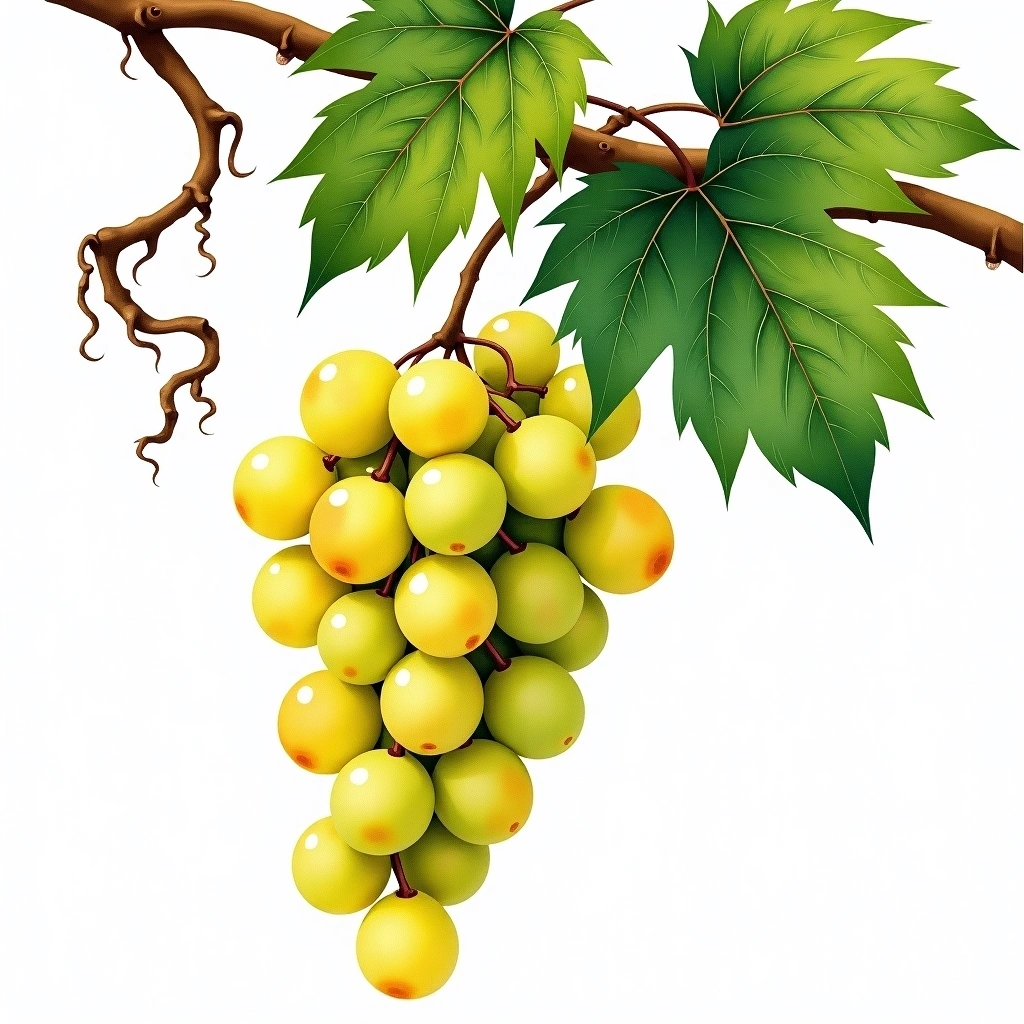 Katsano grape variety — White watercolor illustration