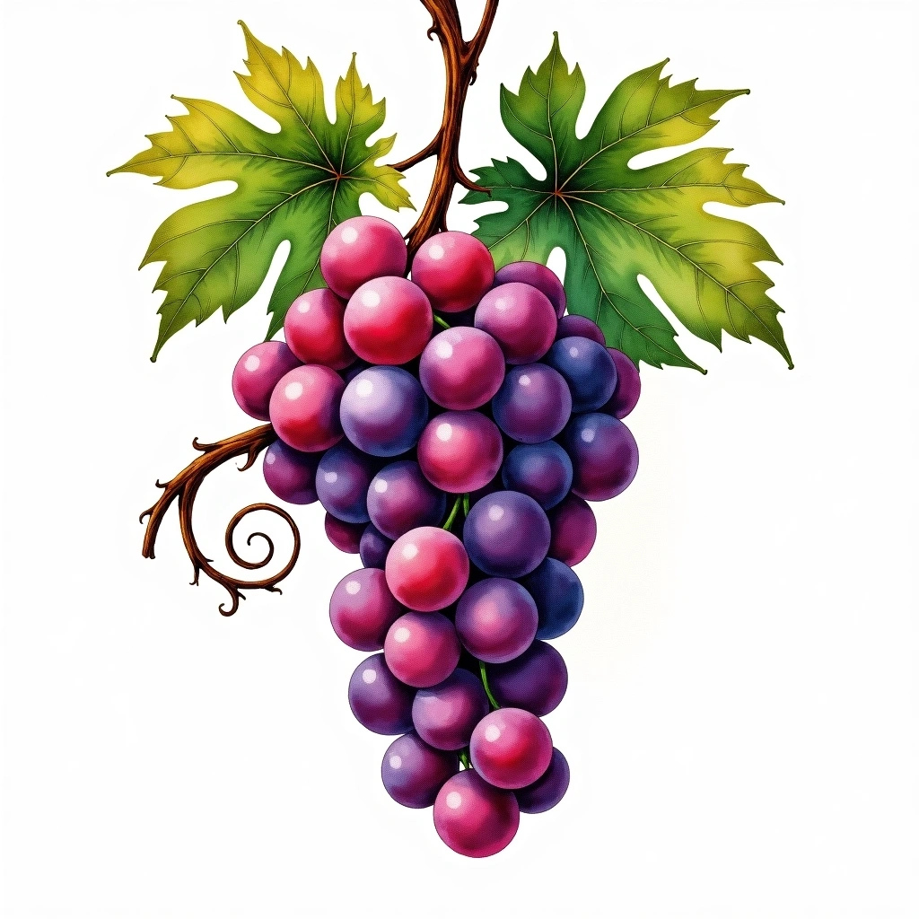 Kékfrankos grape variety — Red watercolor illustration