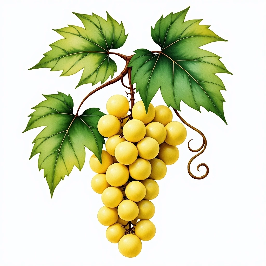 Keratsuda grape variety — White watercolor illustration
