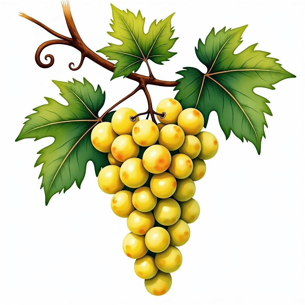 Kerner grape variety — White watercolor illustration