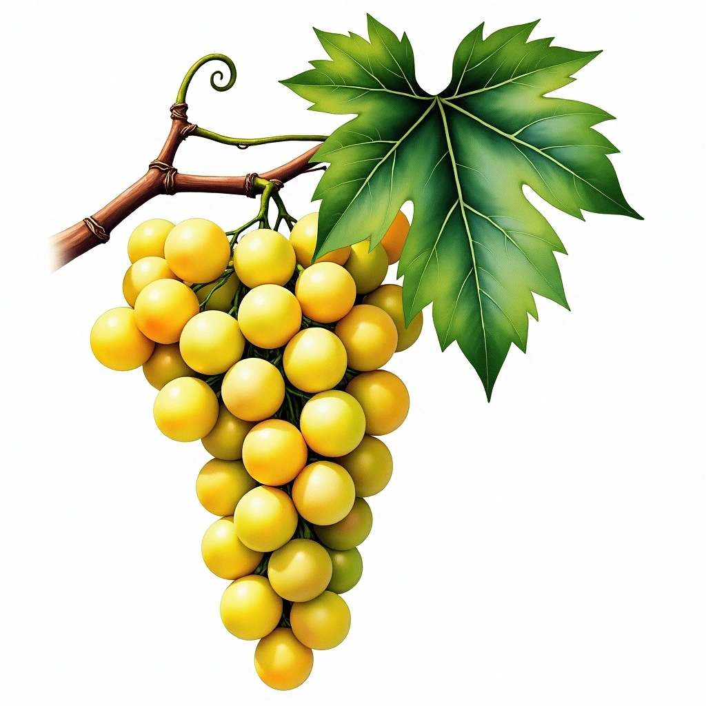 Kisi grape variety — White watercolor illustration