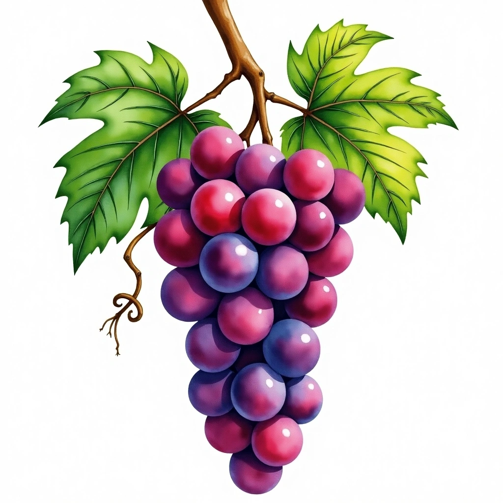 Klevner grape variety — Red watercolor illustration