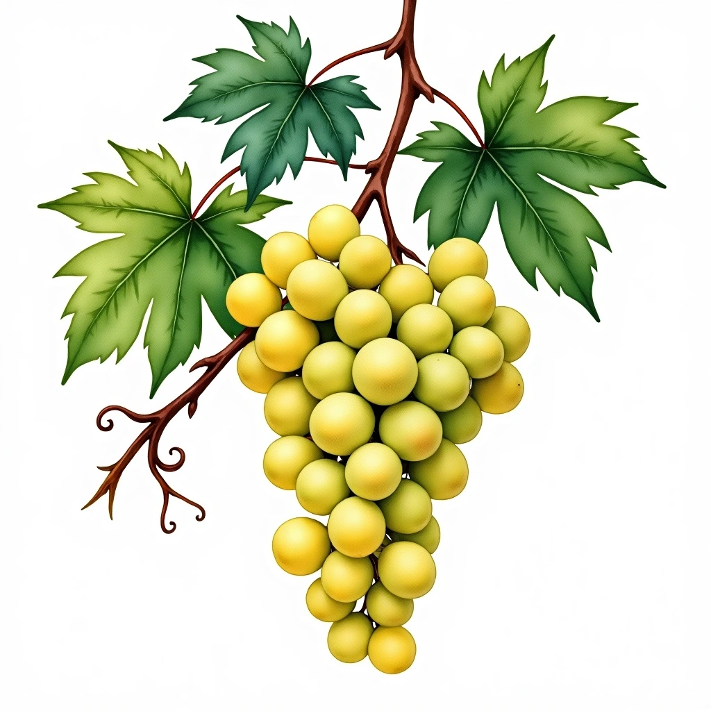 Koshu grape variety — White watercolor illustration
