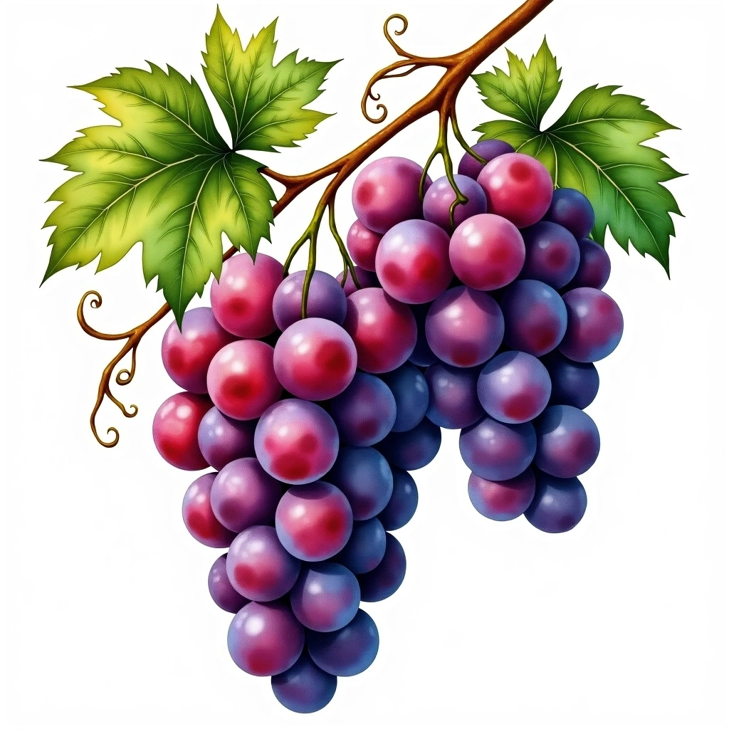 Kotsifali grape variety — Red watercolor illustration