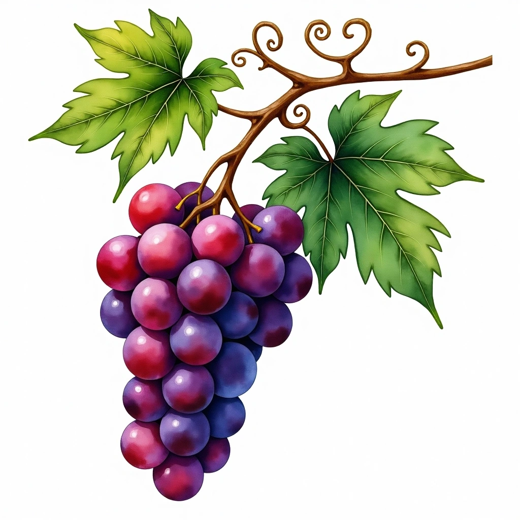 Krasnostop Anapsky grape variety — Red watercolor illustration