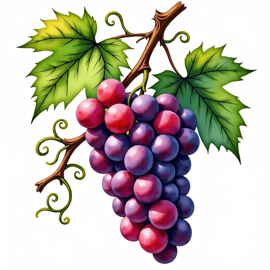 Krasnostop Zolotovsky grape variety — Red watercolor illustration
