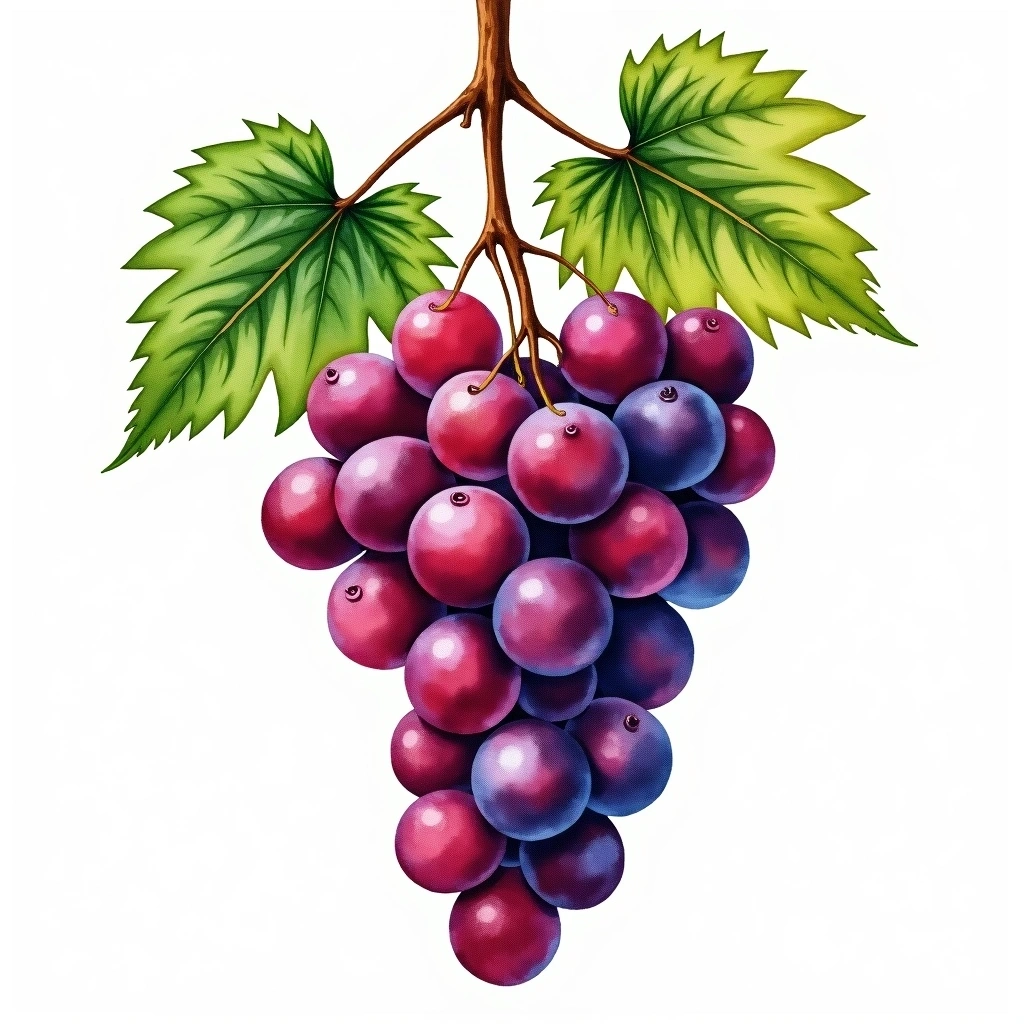 Kratosija grape variety — Red watercolor illustration