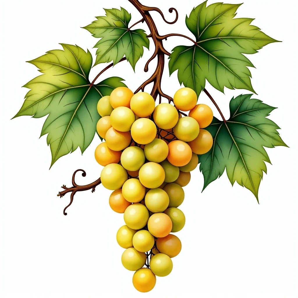 Krstac grape variety — White watercolor illustration