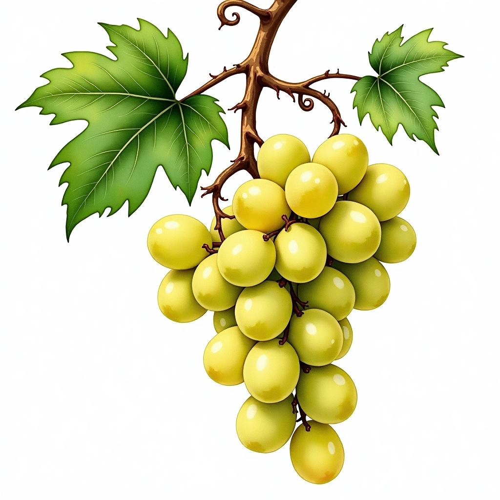 Kydonitsa grape variety — White watercolor illustration