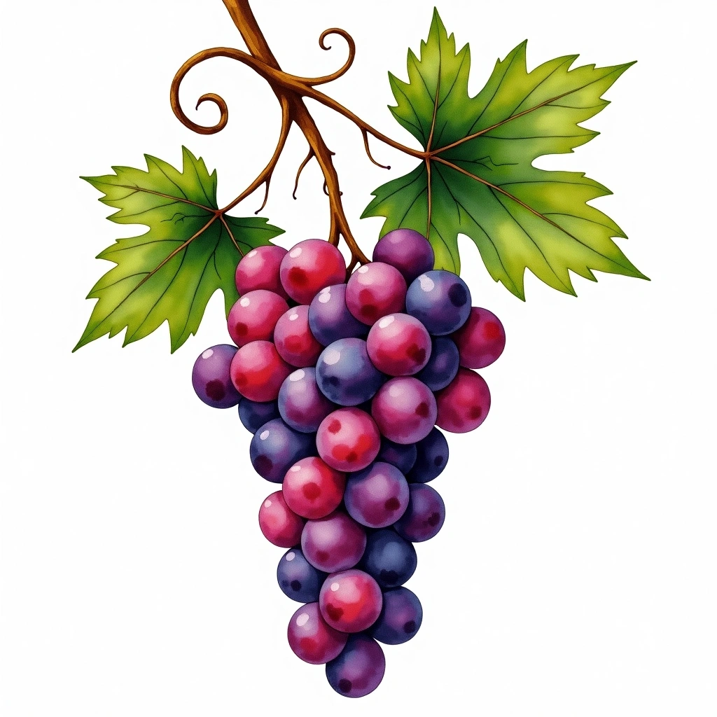 Lacrima grape variety — Red watercolor illustration